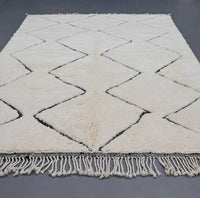 White One-of-a-Kind Beni Ourain Rug 6.5 x 9.8 feet / 200 x 300 cm - Ettilux Home