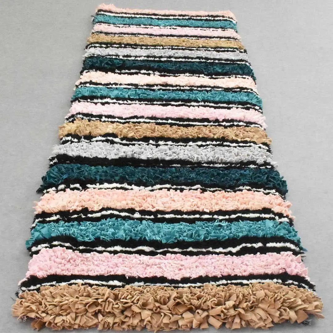 Colorful And Warm Moroccan Boucherouite Rug(2.4 x 8.7 feet) - Ettilux Home