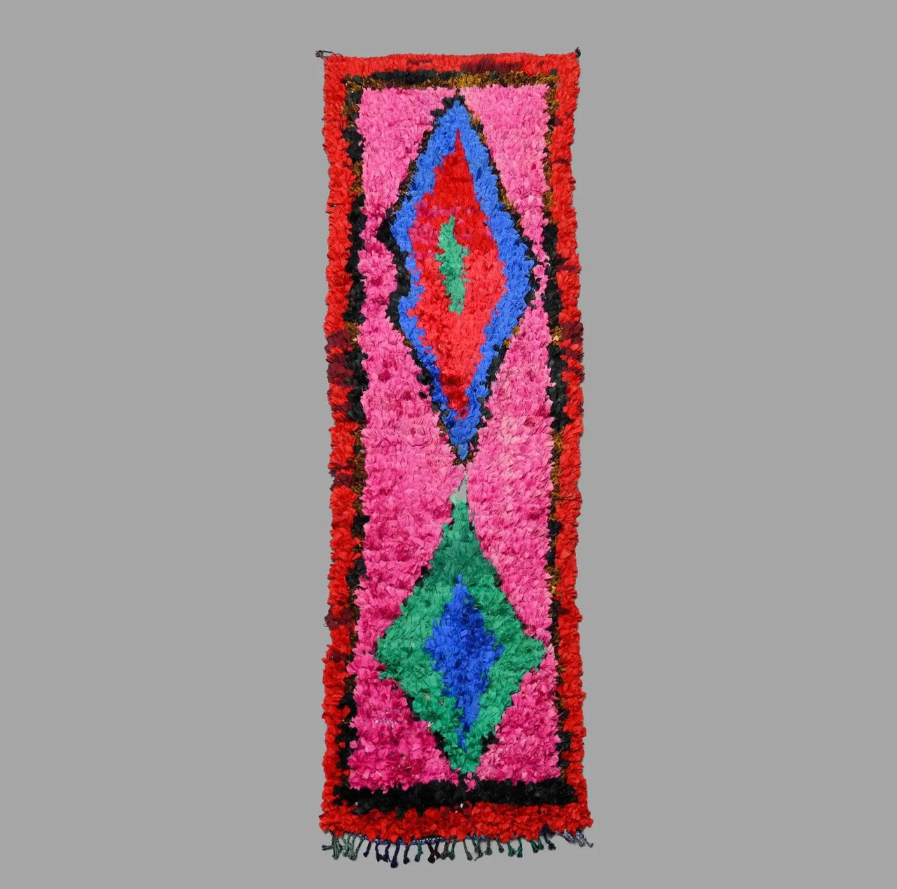 Colorful And Warm Moroccan Boucherouite Rug(2.9x10.3ft) - Ettilux Home