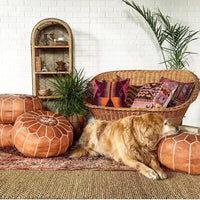 set of 2 Genuine Leather Poufs - Ettilux Home