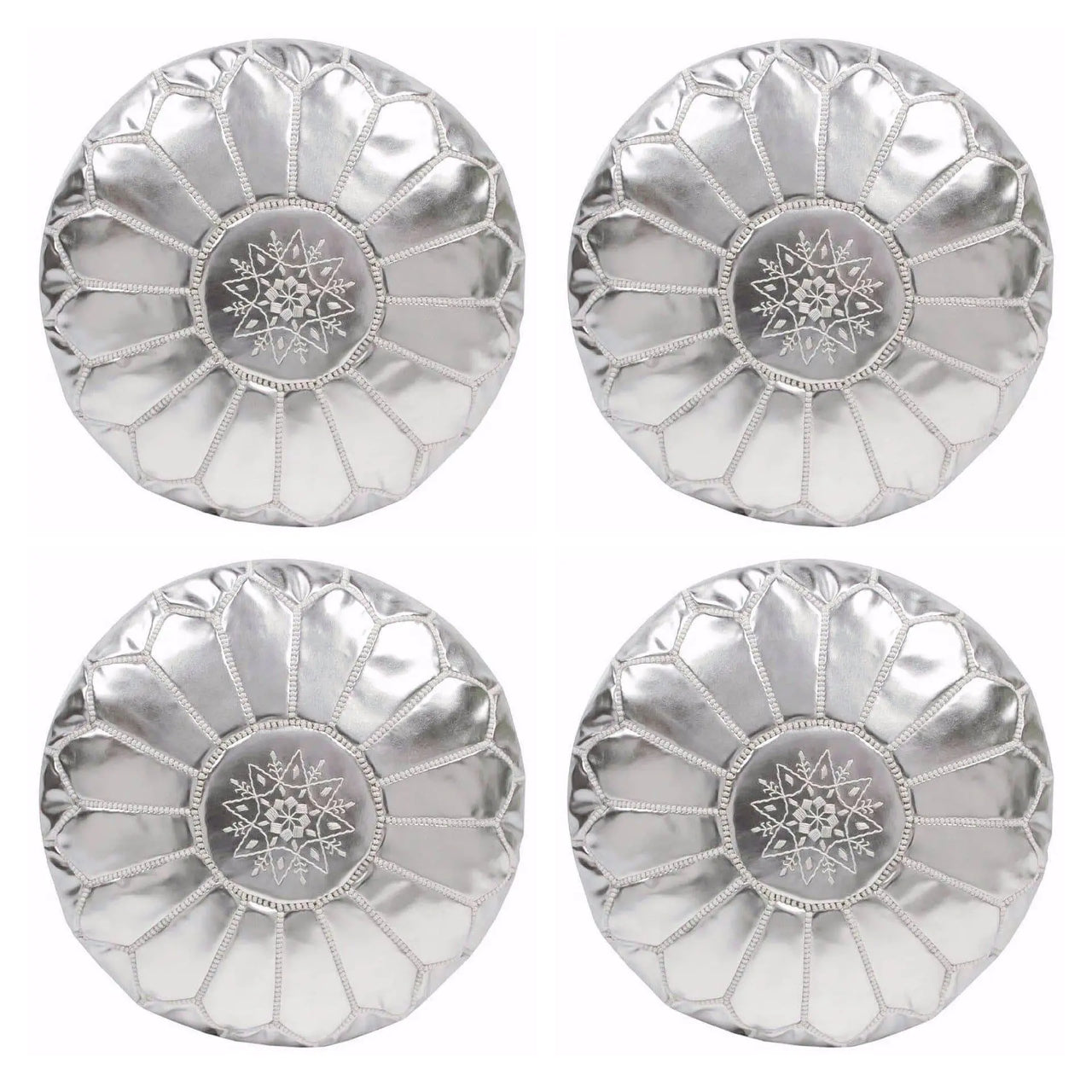 Set of 4 Silver Poufs - Ettilux Home