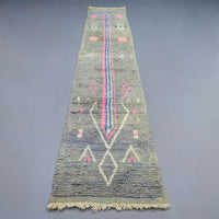 Vintage Runner Moroccan Rug 2.3 x 12.5 feet / 70 cm x 383 cm - Ettilux Home